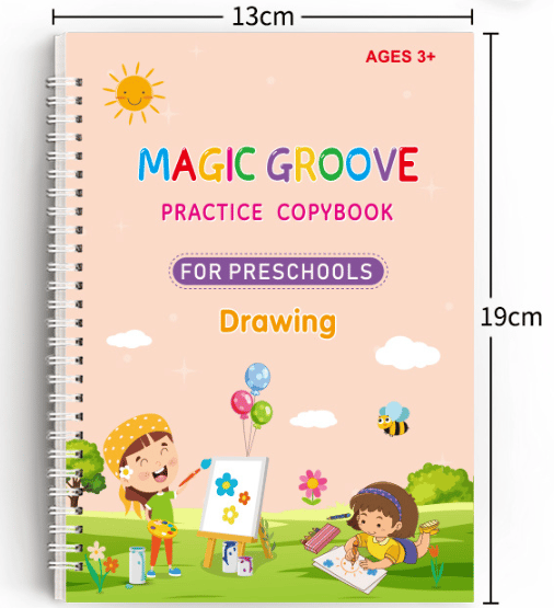 Magic Book Practice Sank (4 Books + Magic Pen & 10 Ink Refills) Sank Magic Book For Montessori Children Tracing Handwriting First Pre-school Baby Learning Books For Kids