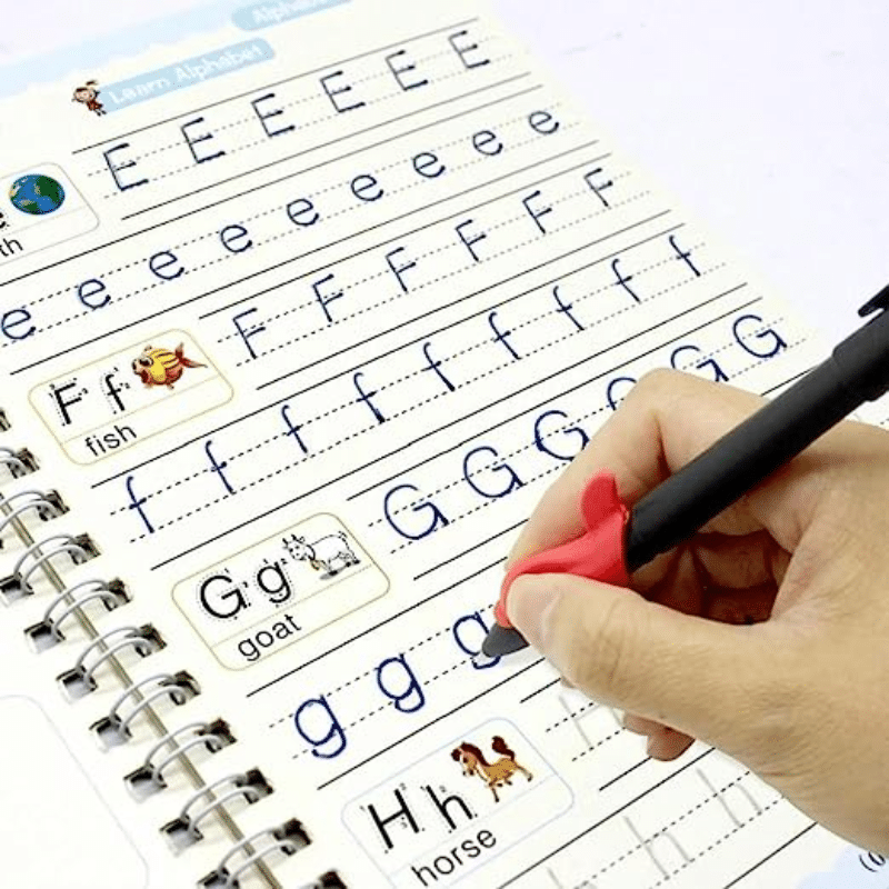 Magic Book Practice Sank (4 Books + Magic Pen & 10 Ink Refills) Sank Magic Book For Montessori Children Tracing Handwriting First Pre-school Baby Learning Books For Kids